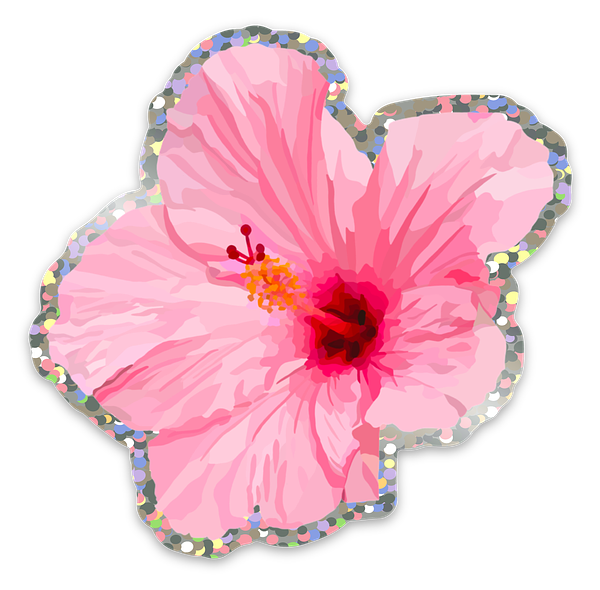 Hibiscus Glitter Sticker